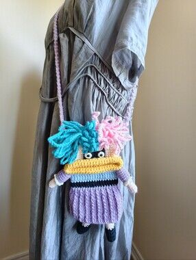 Handmade Crocheted Doll Crossbody Bag Cellphone Bag